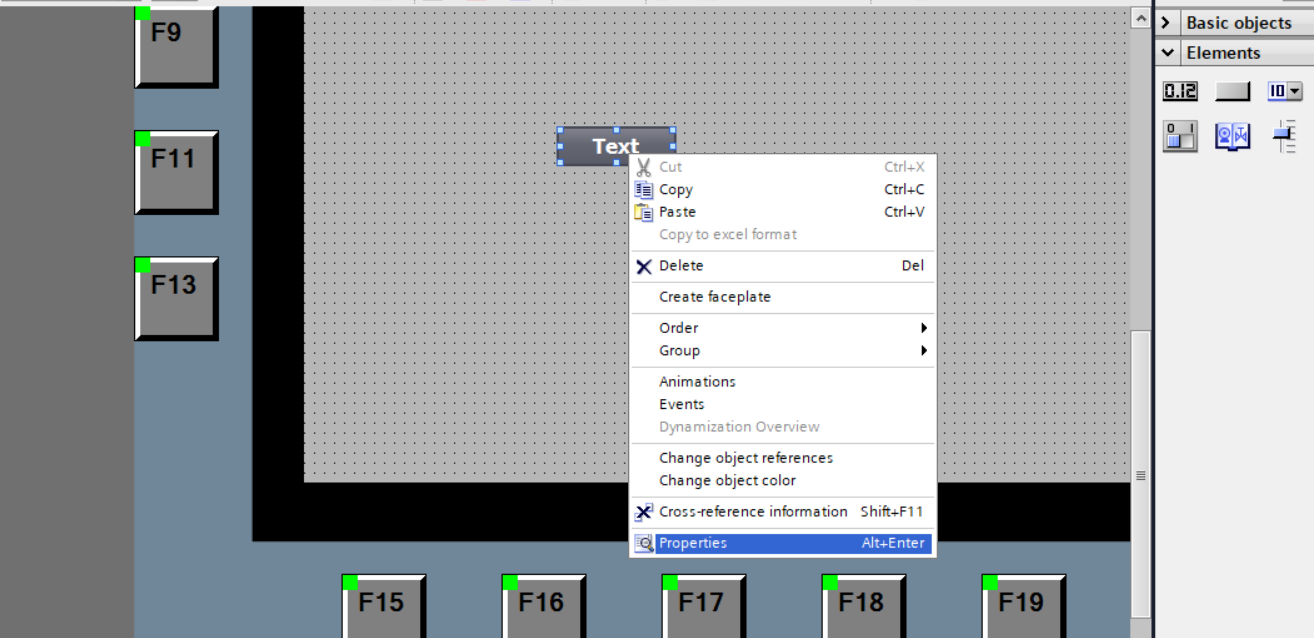 how to set button property in wincc tia portal